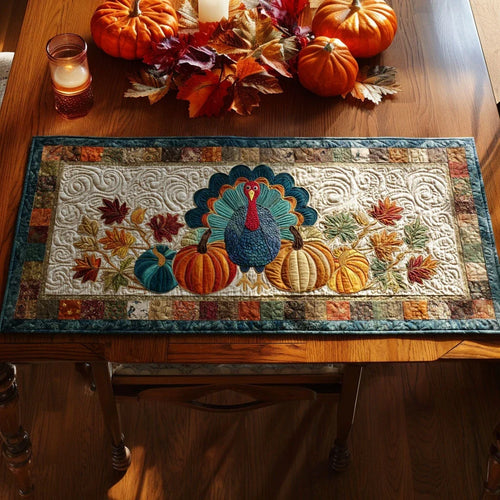 Autumn Turkey Quilted Table Runner