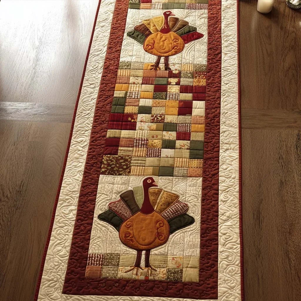 Autumn Turkey Quilted Table Runner