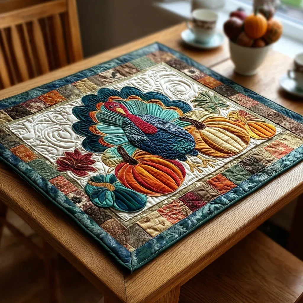Autumn Turkey Quilted Table Topper