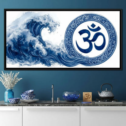 Indigo Om Mandala Meditation Canvas Wall Art