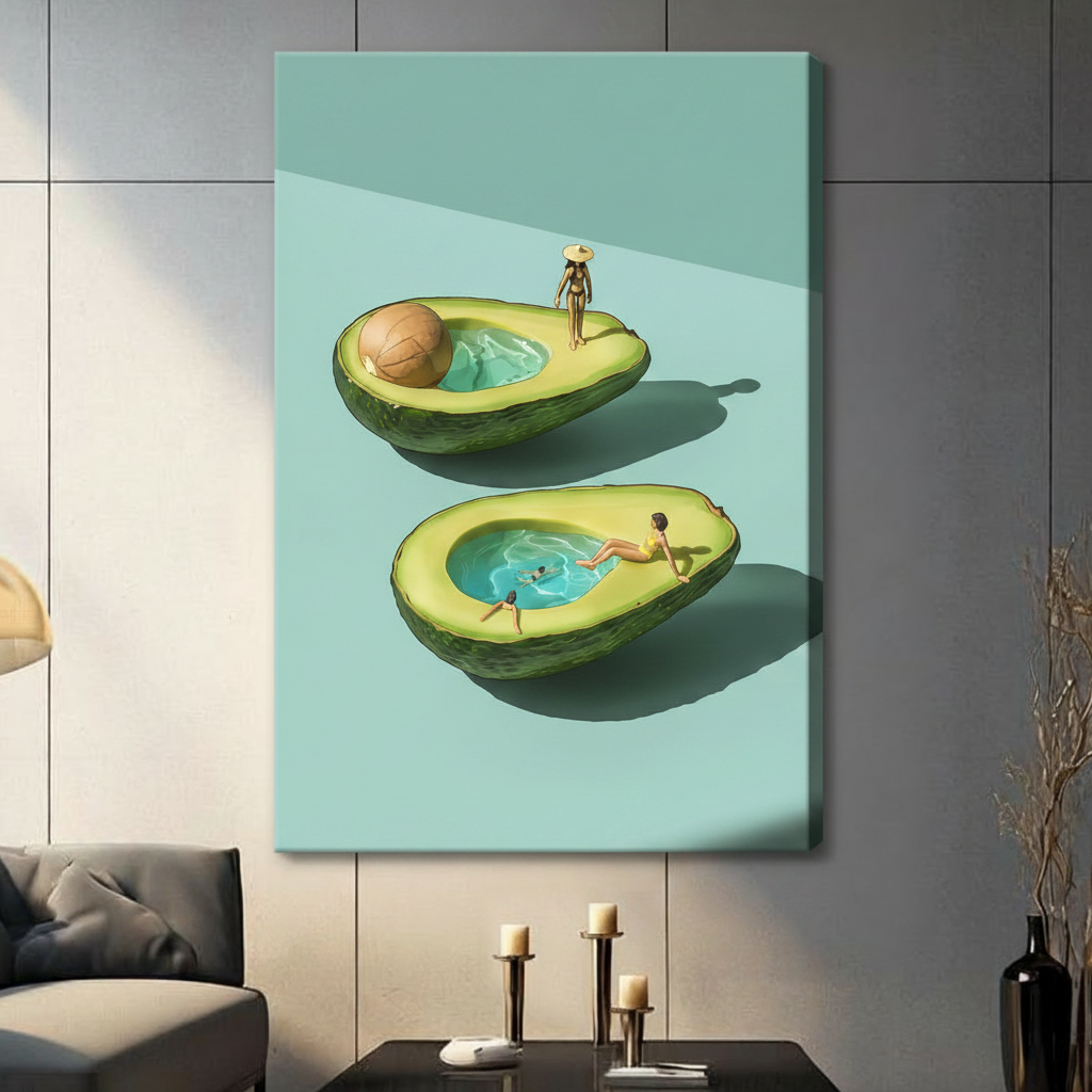 Avocado Pool Surreal Canvas Wall Art