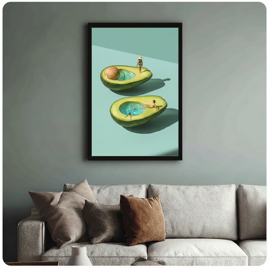 Avocado Pool Surreal Canvas Wall Art