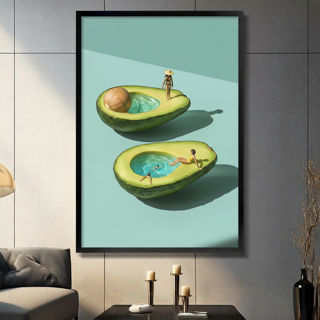 Avocado Pool Surreal Canvas Wall Art