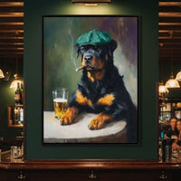 Rottweiler Irish Pub Night Canvas Wall Art