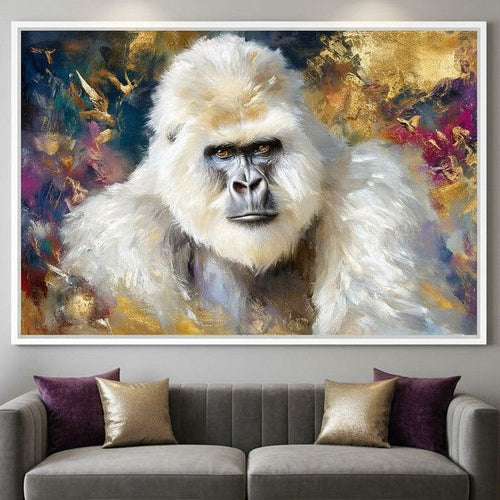 Majestic White Gorilla Portrait Canvas Wall Art