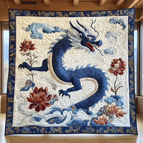 Azure Dragon Quilt Blanket