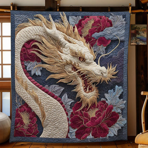 Azure Dragon Quilt Blanket