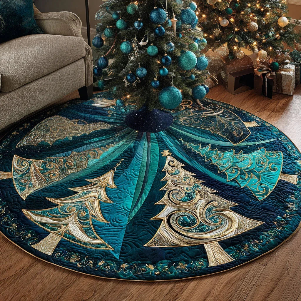 Azure Glow Quilted Tree Skirt