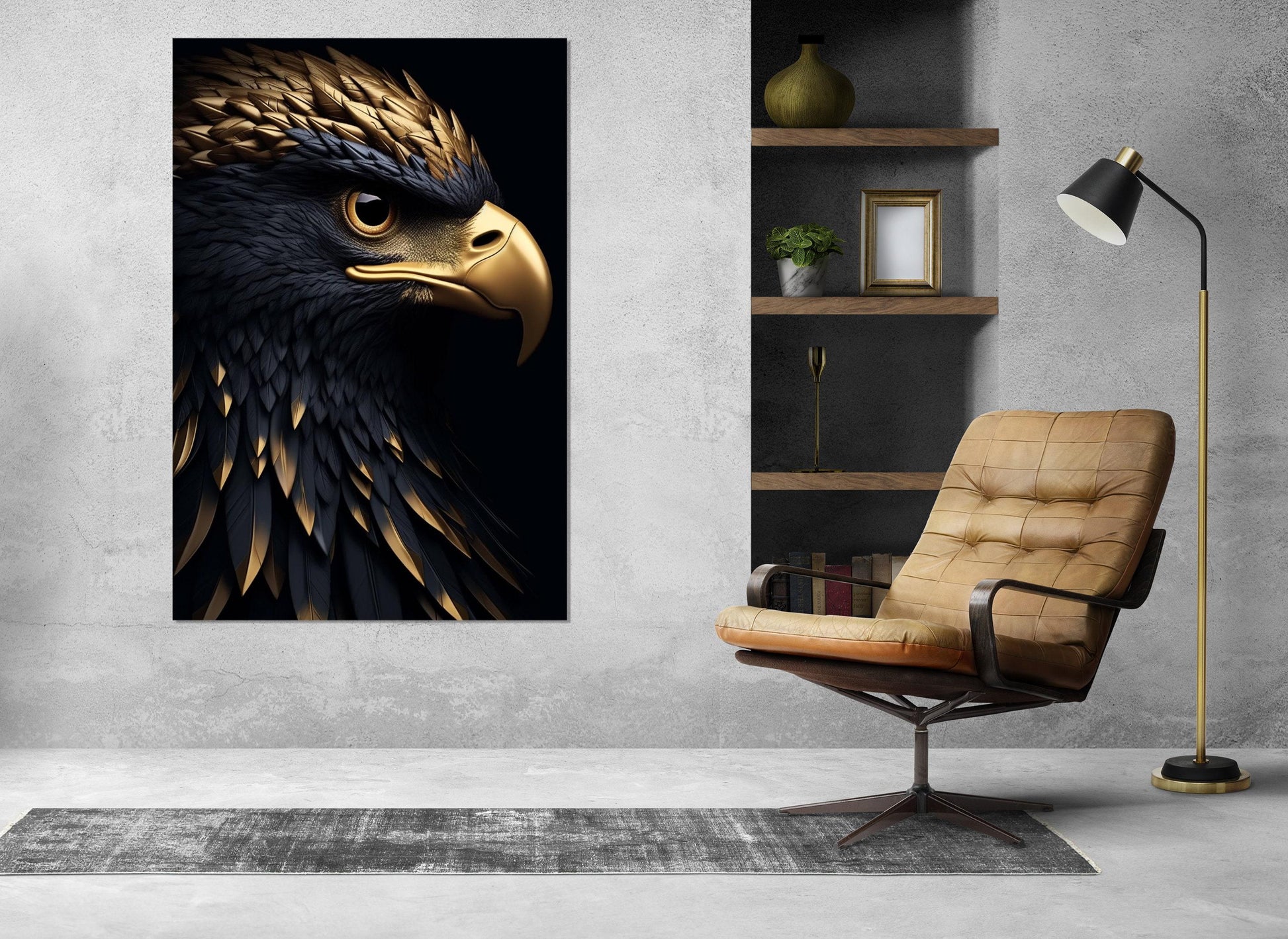 Gold Feathers Canvas Print – Abstract Eagle Art | Framed & Ready to Hang