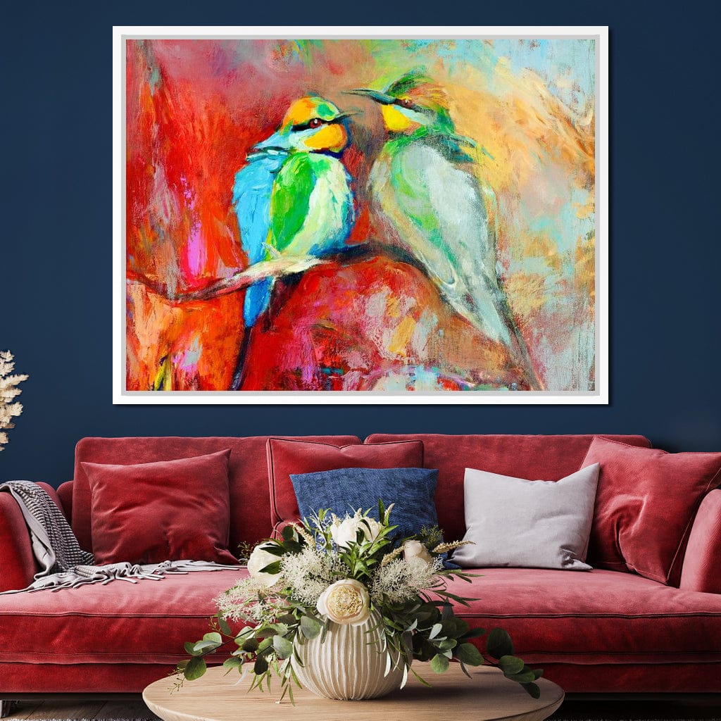 Blue-Tailed Birds Canvas Wall Art