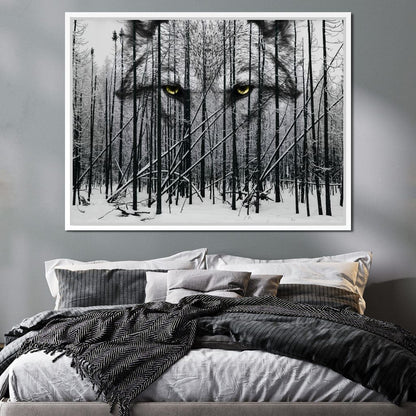 Wolf Winter Woods Canvas Wall Art