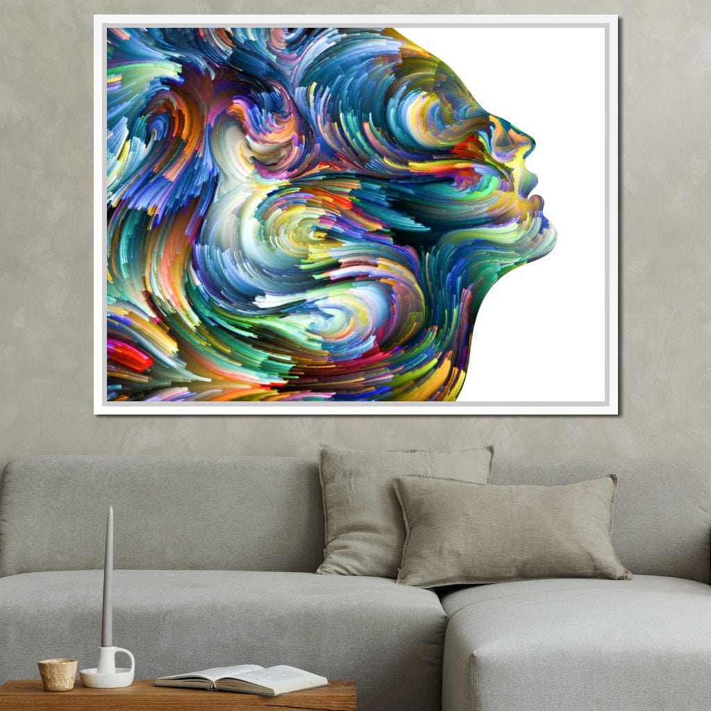 Colored Visage Profile Canvas Wall Art