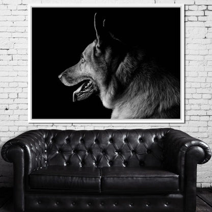 Black and White German Shepherd Canvas Wall Art