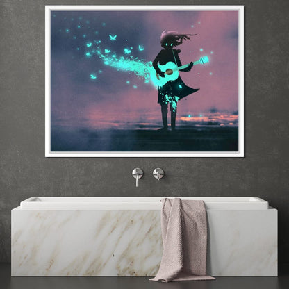 Girl Playing Guitar Canvas Wall Art