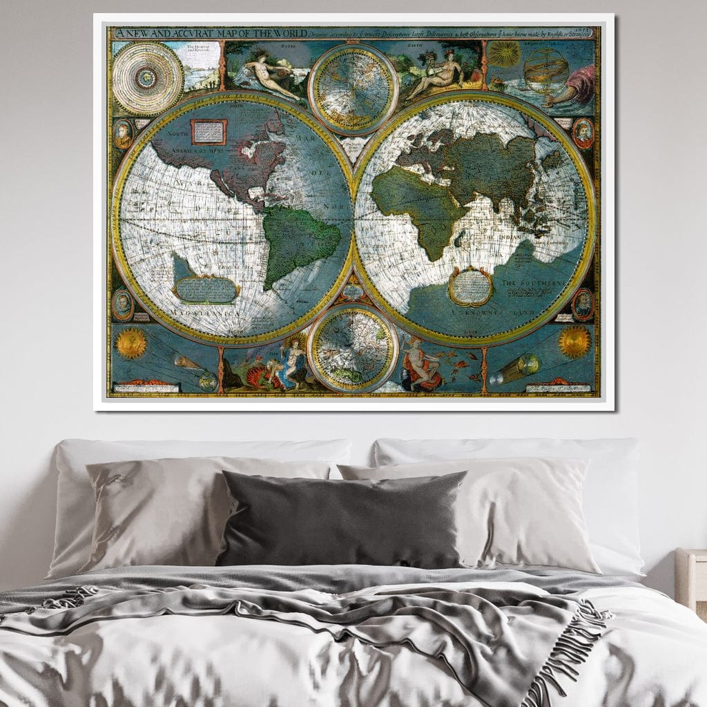 Ancient Historical Map of the World Canvas Wall Art