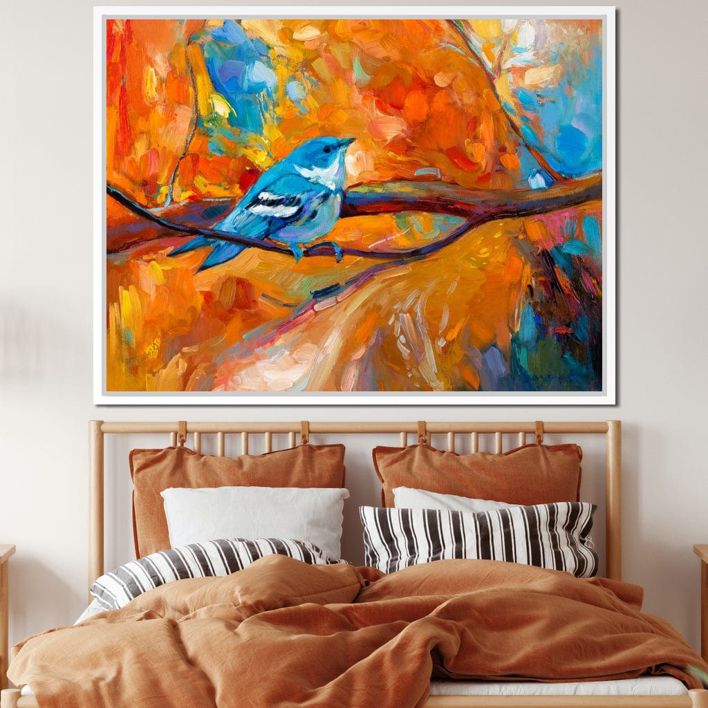Blue Cerulean Warbler Bird Canvas Wall Art
