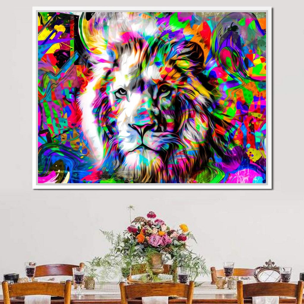 Psychedelic Lion Canvas Wall Art