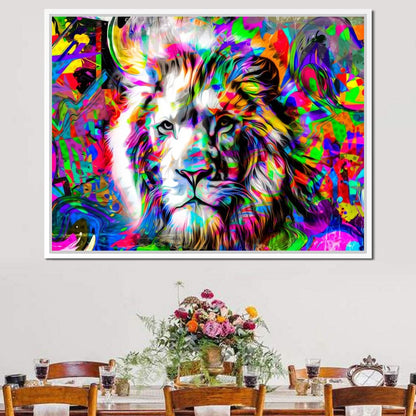 Psychedelic Lion Canvas Wall Art