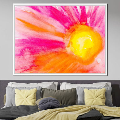 Pink & Orange Watercolor Flower Canvas Wall Art