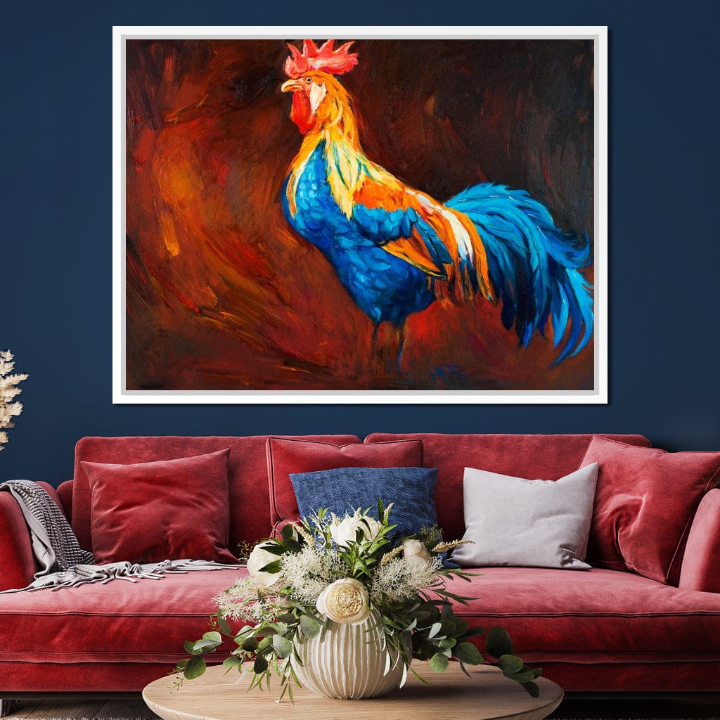 Blue Rooster Canvas Wall Art