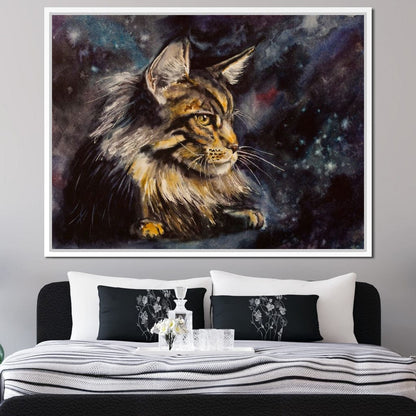 Night Cat Canvas Wall Art