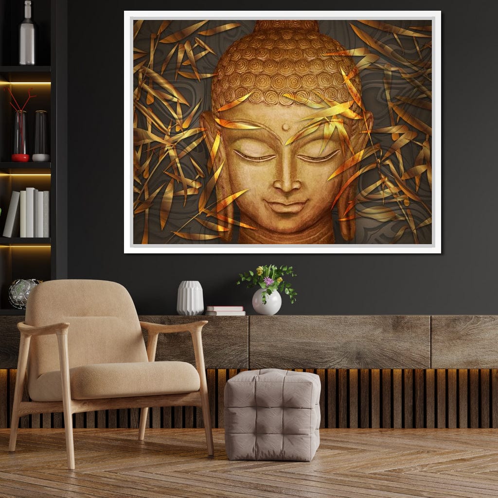 Smiling Golden Buddha Canvas Wall Art