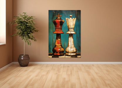 Rustic Bedroom Wall Decor – King Queen Canvas Print | Framed, Ready to Hang Art