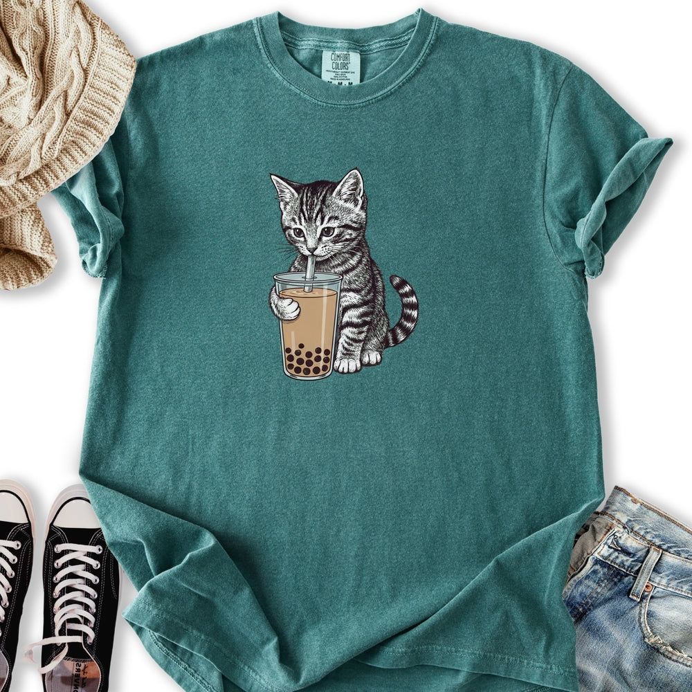 Kitten with Boba Tea Relaxed Tee