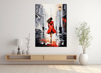 Paris Canvas Print – Abstract Lady in Red with Eiffel Tower | Ready to Hang