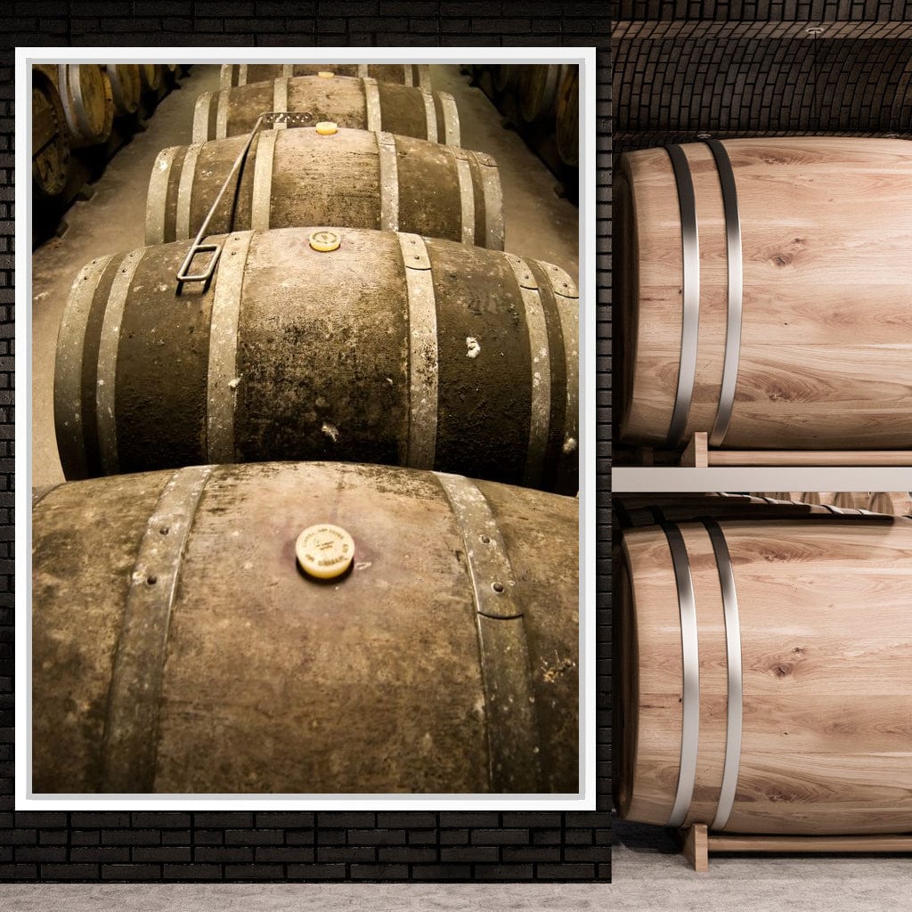 Rusted Wine Barrels Canvas Wall Art