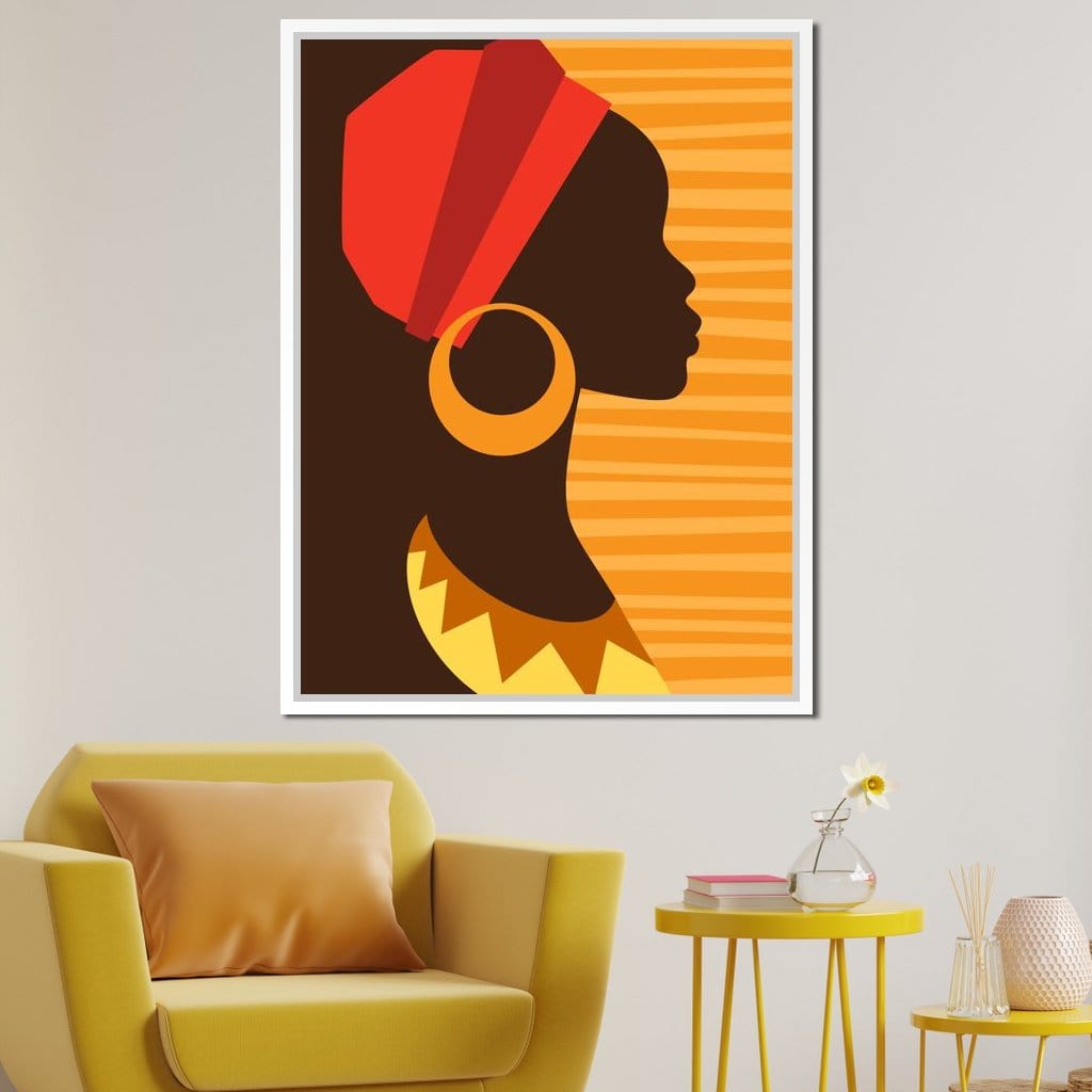 African Woman Profile Canvas Wall Art