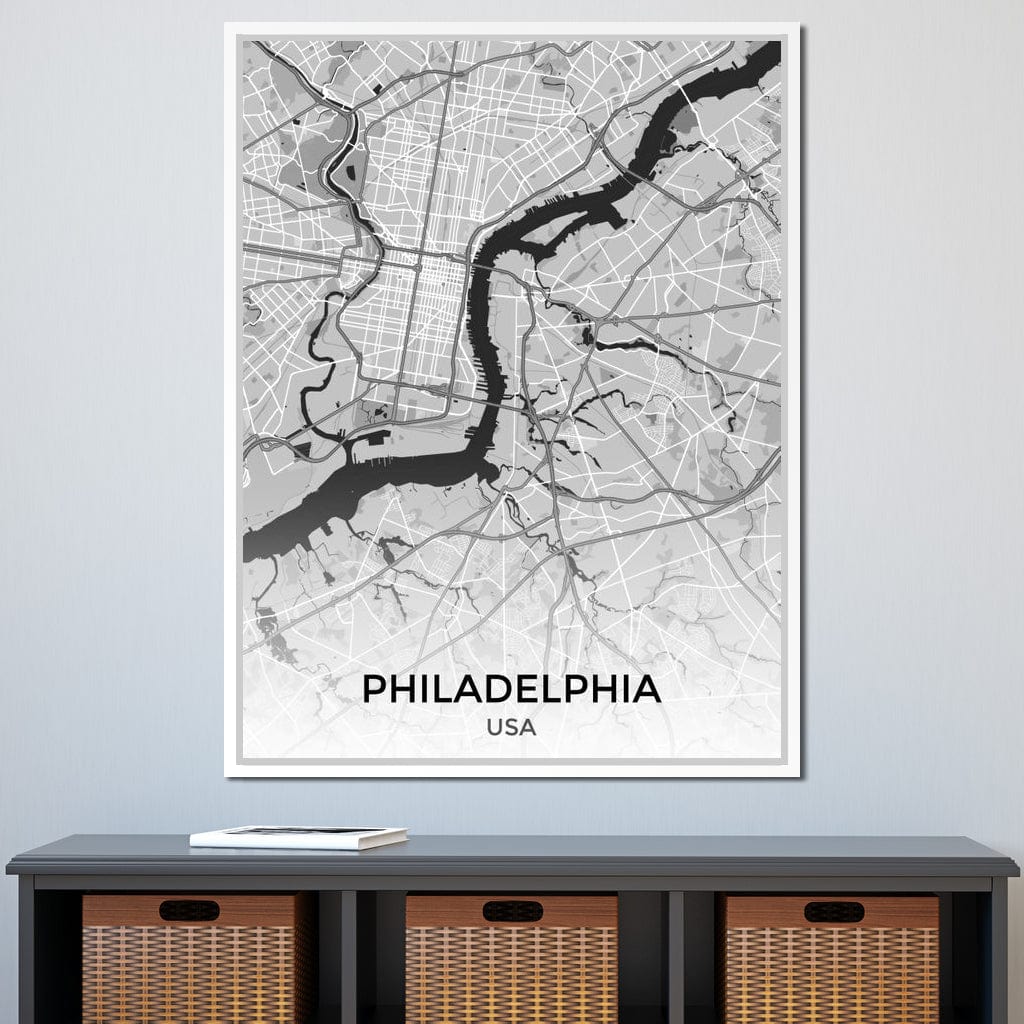 Map of Philadelphia, USA Canvas Wall Art