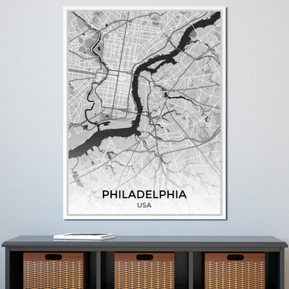Map of Philadelphia, USA Canvas Wall Art
