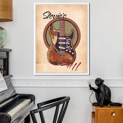 Stevie Ray Vaughan's Guitar Retro Canvas Wall Art
