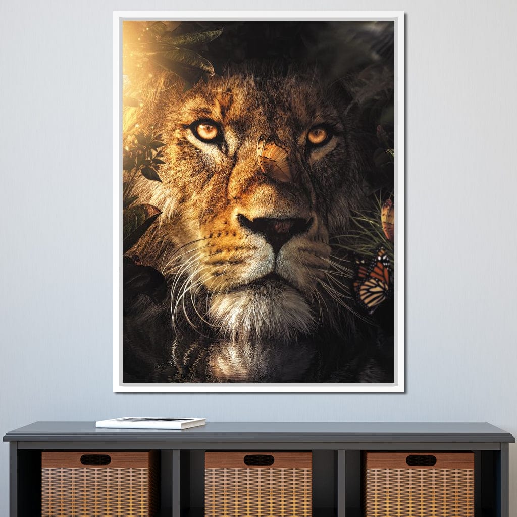 Lion Hiding Canvas Wall Art