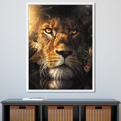 Lion Hiding Canvas Wall Art