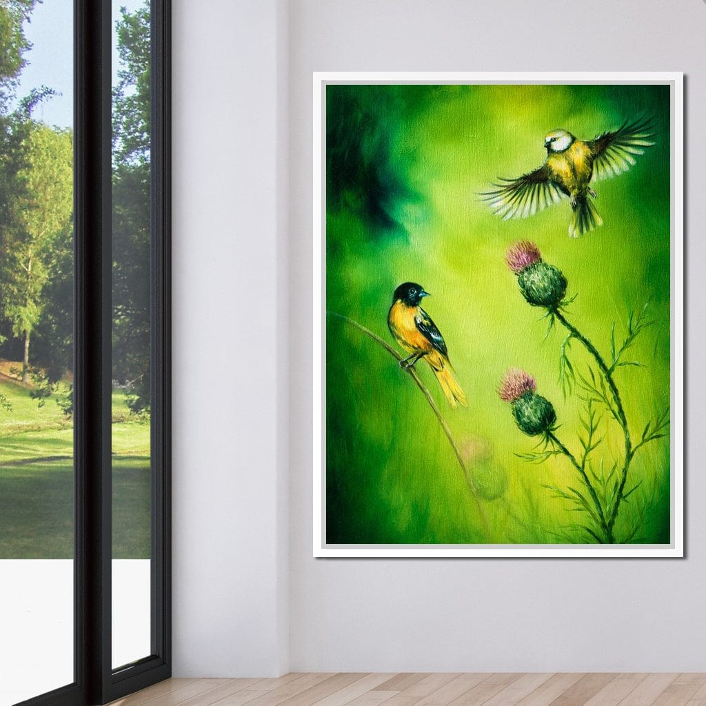 Emerald Songbirds Canvas Wall Art