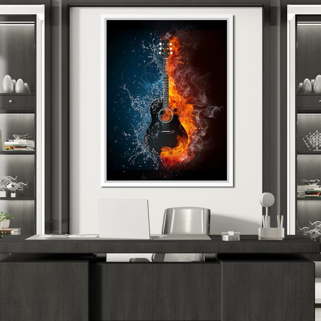 Fire & Water Guitar Canvas Wall Art