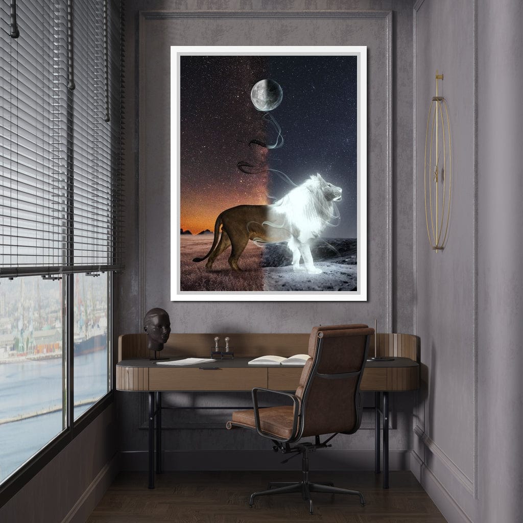 Lion Lune Canvas Wall Art
