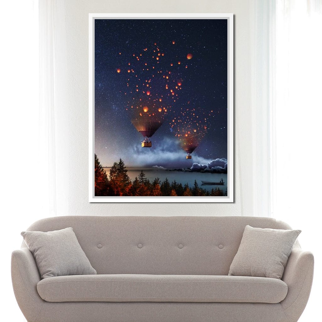 Hot Air Balloon Light Canvas Wall Art
