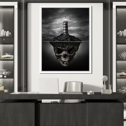 Skull Lighthouse Canvas Wall Art