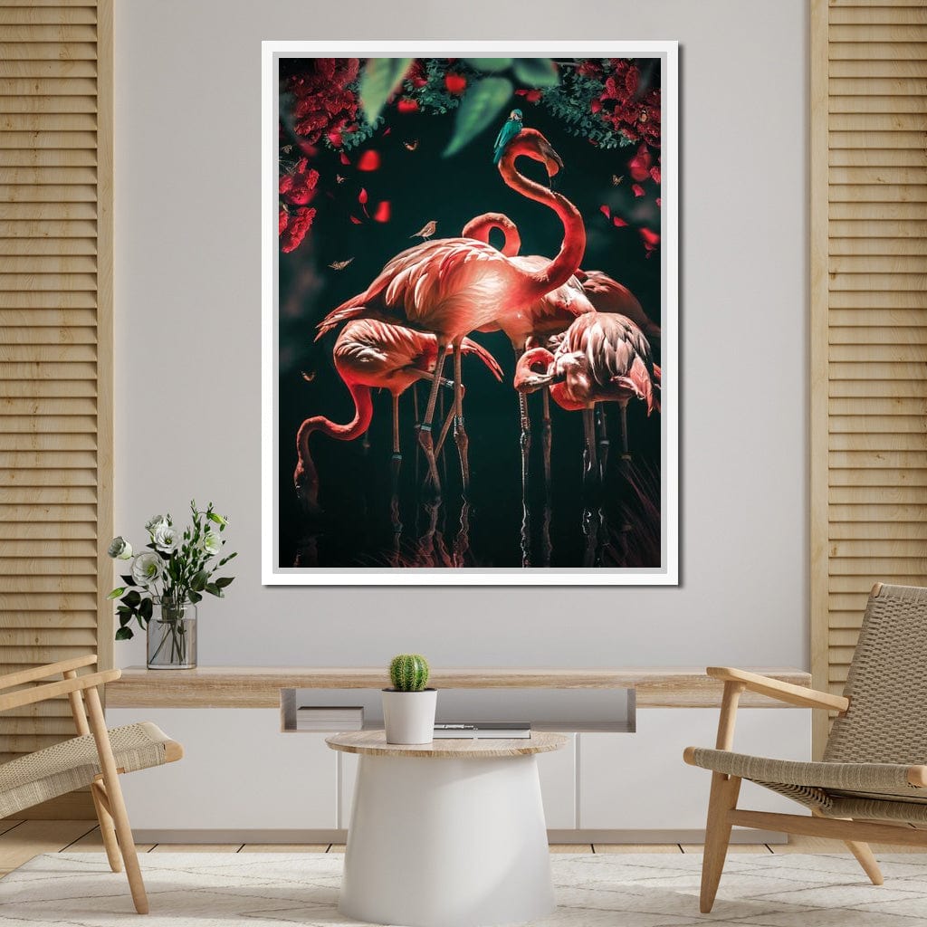 Glowing Flamingo Canvas Wall Art