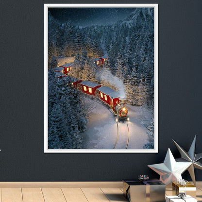 Christmas Train Canvas Wall Art