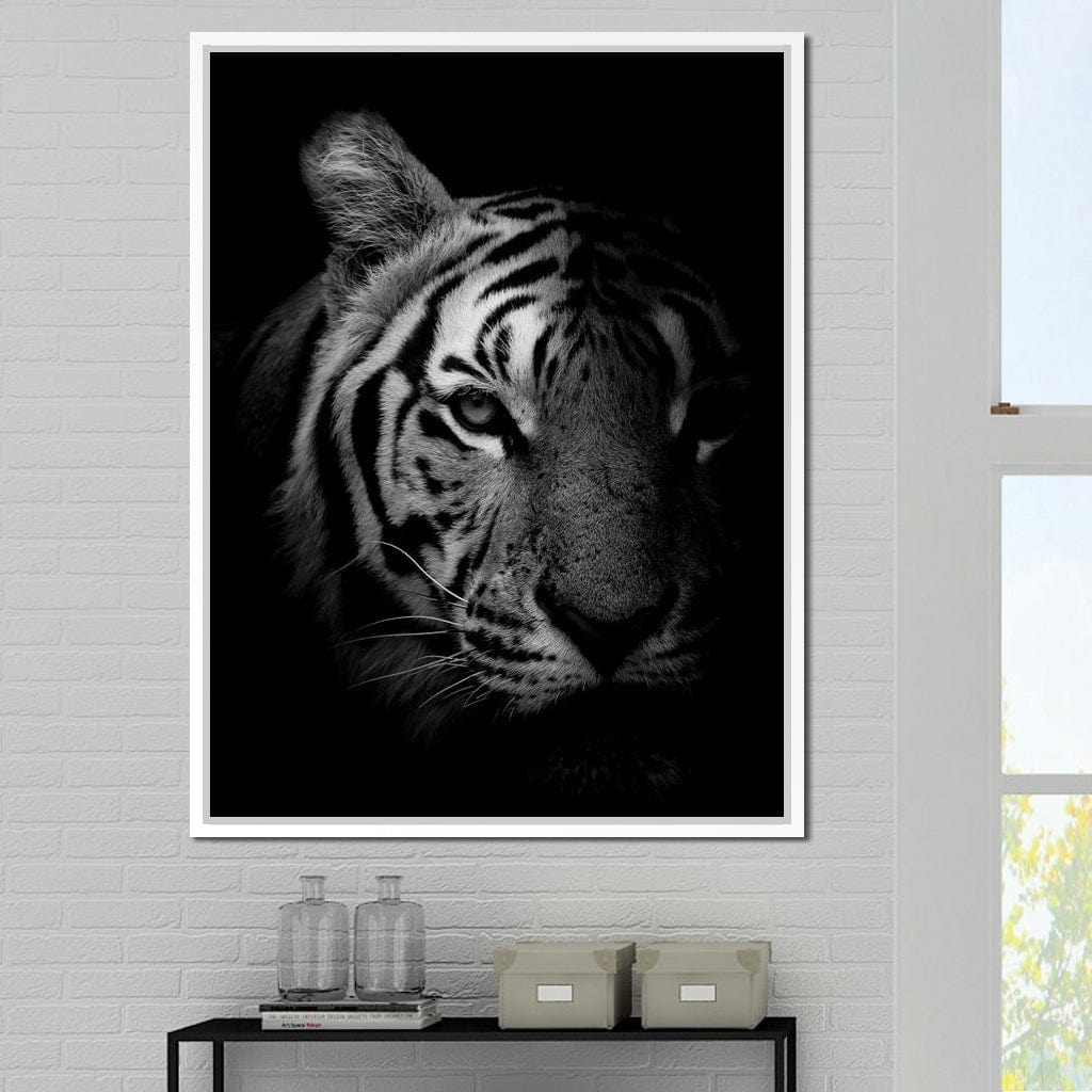 Black and White Fading Tiger Canvas Wall Art