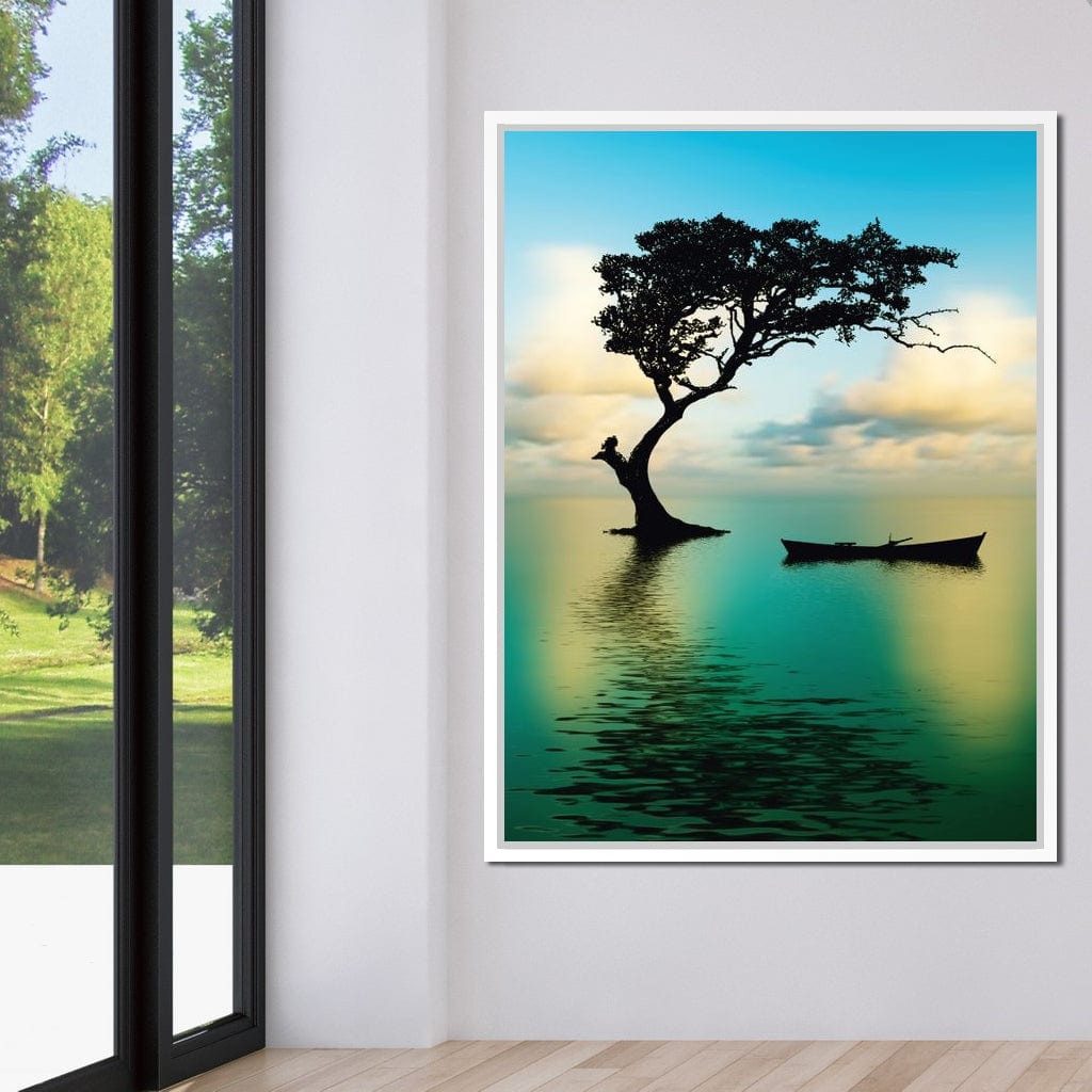 Cyan Tree Canvas Wall Art
