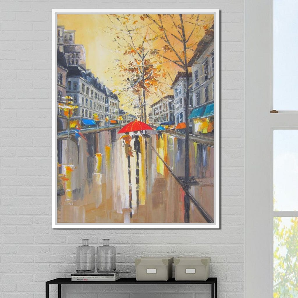Rain in Boston Canvas Wall Art