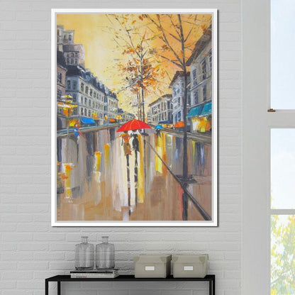 Rain in Boston Canvas Wall Art
