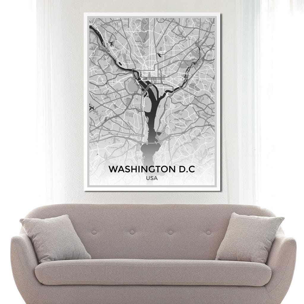 Map of Washington, USA Canvas Wall Art