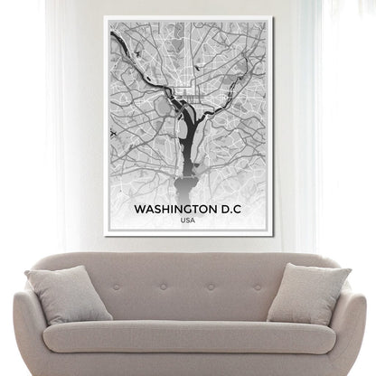 Map of Washington, USA Canvas Wall Art