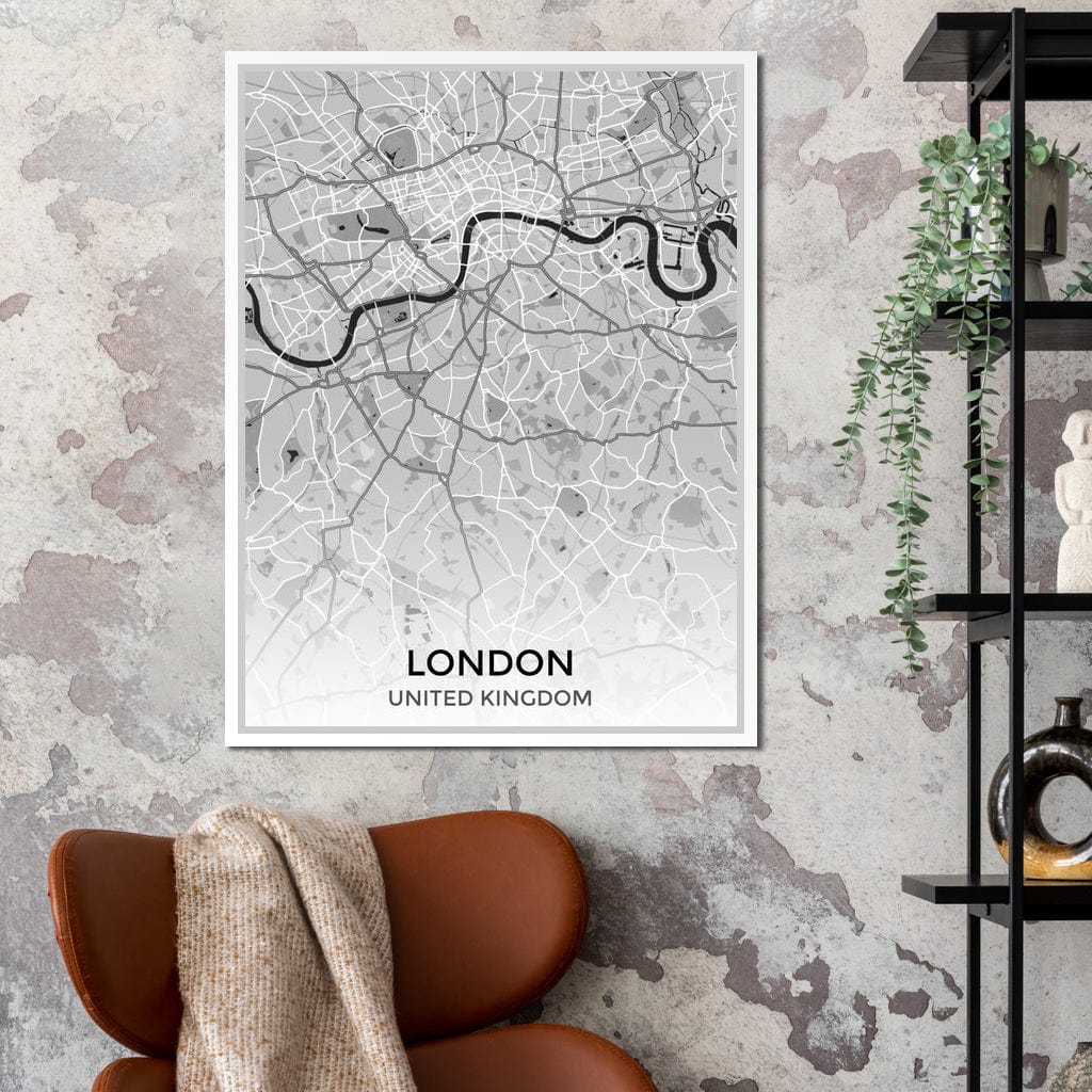 Map of London, UK Canvas Wall Art